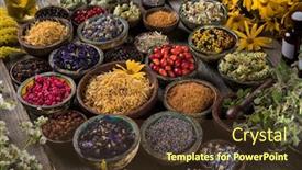  Presentation with herbs - PPT layouts featuring fresh-medicinal-herbs-on-wooden background and a tawny brown colored foreground