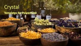  Presentation with herbs - Audience pleasing presentation design consisting of fresh-medicinal-herbs-on-wooden backdrop and a tawny brown colored foreground