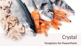  Presentation with frozen fish - Theme consisting of fresh mediterranean cocktail of fish background and a lemonade colored foreground