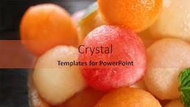  Presentation with melon - Cool new slides with fresh melon and watermelon balls closeup backdrop and a red colored foreground