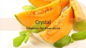  Presentation with melon - Presentation design consisting of fresh melon slices and mint background and a gold colored foreground
