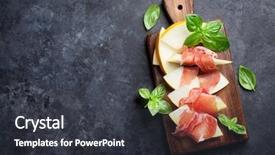  Presentation with melon - Colorful slide set enhanced with fresh melon with prosciutto backdrop and a dark gray colored foreground
