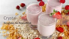  Presentation with milkshake - Slides featuring fresh-milkshake-with-berries-cereals background and a mint green colored foreground