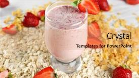  Presentation with milkshake - Beautiful theme featuring fresh milkshake with berries cereals backdrop and a coral colored foreground