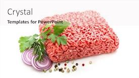 Presentation with fresh meat - PPT layouts having fresh-minced-meat-garnished background and a sky blue colored foreground