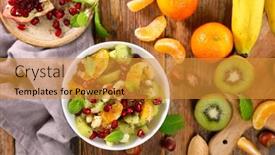  Presentation with fruit banana - Presentation design having fresh-mixed-fruit-salad-clementine background and a gold colored foreground