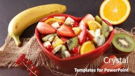  Presentation with salad - Presentation theme featuring fresh-mixed-fruit-salad background and a tawny brown colored foreground