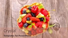  Presentation with kiwi fruit - Presentation theme featuring fresh-mixed-fruits-salad-straberry background and a  colored foreground