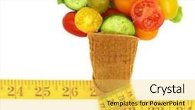 Presentation with ice cream cone - Presentation theme featuring background diabetic diet diabetes - fresh mixed vegetables on ice background and a yellow colored foreground