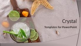  Presentation with beach - Presentation design with fresh mojito drink on beach background and a  colored foreground