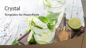  Presentation with cocktail - Beautiful PPT theme featuring fresh mojito drink on wooden backdrop and a white colored foreground