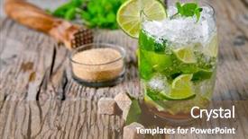  Presentation with cocktail - Audience pleasing presentation theme consisting of female construction worker pushing an empty wheelbarrow isolated on white background backdrop and a sky blue colored foreground