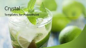  Presentation with rustic - Presentation theme having fresh mojito on a rustic background and a mint green colored foreground