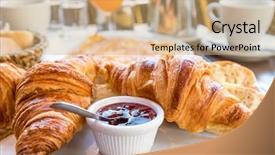  Presentation with coffee brazil - Slide deck enhanced with fresh morning - breakfast with coffee and croissants background and a coral colored foreground