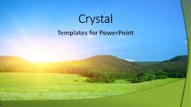  Presentation with green morning - Beautiful theme featuring fresh morning - green meadow in mountain composition backdrop and a light blue colored foreground
