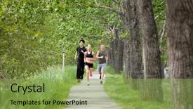  Presentation with elderly people walking difficulties - PPT layouts consisting of fresh morning - young people running on walkway background and a  colored foreground