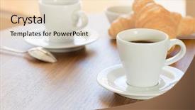  Presentation with coffee recucle - Cool new PPT theme with fresh morning coffee with croissants backdrop and a  colored foreground