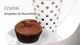  Presentation with muffin - PPT theme featuring fresh muffin with tea isolated on white background and a sky blue colored foreground