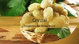  Presentation with wicker - Audience pleasing slide deck consisting of fresh mulberry in wicker basket backdrop and a gold colored foreground