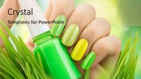  Presentation with spring nature grass - Cool new slides with fresh nature trendy green nail backdrop and a lemonade colored foreground