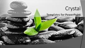  Presentation with spa concept - Slides having warm bathroom interior in light ivory tone with glass door shower and wooden cabinet with granite top background and a coral colored foreground