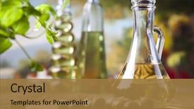  Presentation with olive oil - Audience pleasing presentation consisting of fresh olive oil backdrop and a coral colored foreground