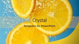  Presentation with fresh water - PPT layouts featuring fresh orange dropped into water background and a gold colored foreground