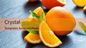  Presentation with orange fruit - Presentation design having fresh orange fruit placed background and a gold colored foreground