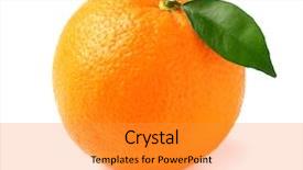  Presentation with orange fruit - PPT theme with fresh orange fruit with leaf background and a gold colored foreground