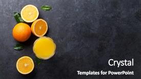  Presentation with orange juice - Theme enhanced with fresh orange fruits and juice background and a dark gray colored foreground