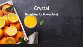  Presentation with orange juice - Beautiful slide set featuring fresh orange fruits and juice backdrop and a dark gray colored foreground