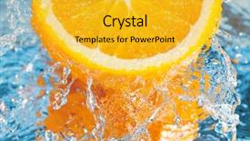  Presentation with orange life buoy splash water - Cool new presentation with fresh orange in streaming water backdrop and a gold colored foreground