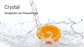  Presentation with orange life buoy splash water - Presentation design with fresh orange in water splash background and a white colored foreground