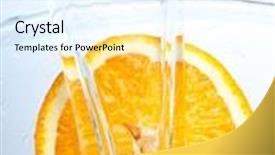  Presentation with fresh water - Theme enhanced with fresh orange jumping into water with a splash background and a cool aqua colored foreground