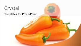  Presentation with capsicum - Beautiful slides featuring fresh orange peppers capsicum on a white background backdrop and a white colored foreground