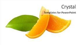  Presentation with wedges - Slides with fresh orange wedges and leaf background and a  colored foreground