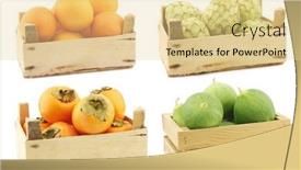  Presentation with fruit melon - Slide deck having fresh-oranges-cherimoya-fruit-annona background and a blonde colored foreground