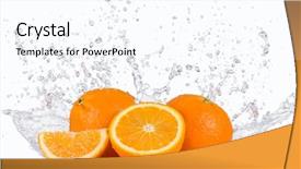  Presentation with orange life buoy splash water - Theme enhanced with fresh oranges with water splashes background and a sky blue colored foreground