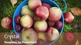  Presentation with green apples - Amazing slides having fresh-organic-apples-in-blue backdrop and a tawny brown colored foreground