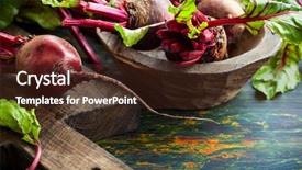 Presentation with green leaves - PPT theme having fresh organic beetroot with green background and a tawny brown colored foreground