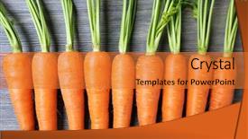  Presentation with carrots - Cool new slide deck with fresh organic carrots on wooden table closeup backdrop and a gold colored foreground