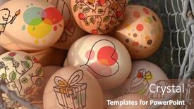  Presentation with easter basket - Colorful PPT layouts enhanced with fresh-organic-chicken-eggs backdrop and a tawny brown colored foreground