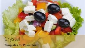  Presentation with eco - Presentation enhanced with fresh organic eco vegetable salad close-up isolated on white background and a gold colored foreground