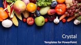  Presentation with organic - Presentation theme consisting of fresh organic fruits and vegetables background and a navy blue colored foreground
