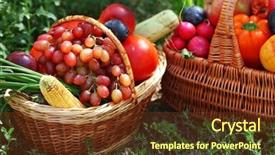  Presentation with fresh fruits vegetables - Amazing PPT theme having fresh organic fruits and vegetables backdrop and a tawny brown colored foreground