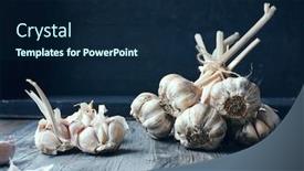  Presentation with garlic garlic garlic bulb - Beautiful presentation design featuring fresh-organic-garlic-bulb-tied backdrop and a navy blue colored foreground