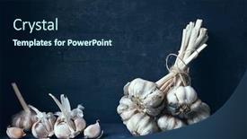  Presentation with garlic garlic garlic bulb - Presentation theme with fresh-organic-garlic-bulb-tied background and a navy blue colored foreground