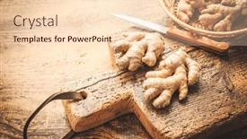  Presentation with ginger - PPT layouts with fresh-organic-ginger-roots background and a lemonade colored foreground