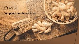  Presentation with ginger - Presentation design featuring fresh-organic-ginger-roots background and a coral colored foreground
