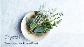  Presentation with natural ingredients - Colorful presentation design enhanced with fresh-organic-herbs backdrop and a sky blue colored foreground